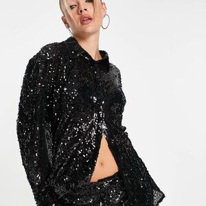 4th & Reckless Sequin Shirt In black